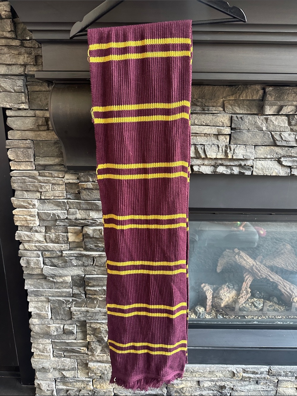 Harry Potter Gryffindor Burgundy and Yellow Striped Knit Scarf